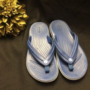 CROCS Shoes - Crocs-Blue/White Flip Flops, Size: J 1 CROCS Shoes - Crocs-Blue/White Flip Flops, Size: J 1